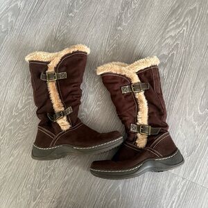 Y2K Vintage Brown Suede Faux Fur Lined Women's Boots